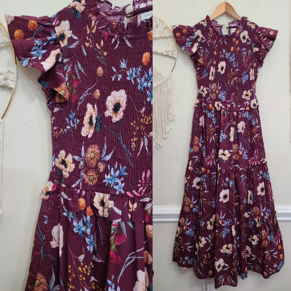 NEW Olivia James The Label Lila Midi Dress in Anemone Raspberry Size XS - Picture 3 of 5